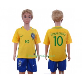 Nogometni Dresovi Brazil Ronaldinho 10 Dječji Domaći 2016 Kratkih Rukava