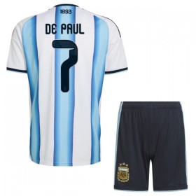 Nogometni Dresovi Argentina De Paul 7 Dječji Domaći Svjetsko Prvenstvo 2026 Kratkih Rukava