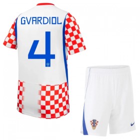 Nogometni Dresovi Hrvatska Gvardiol 4 Dječji Domaći Svjetsko Prvenstvo 2026 Kratkih Rukava